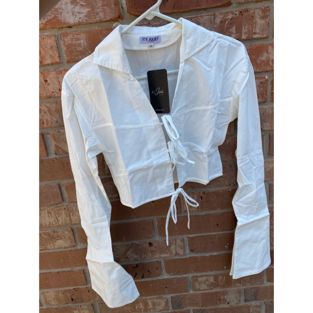 It’s Juliet white tie front shirt